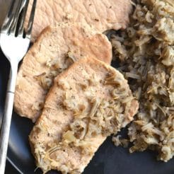Pork Chops Wild Rice Casserole recipe that's quick to make with a few simple ingredients! A healthy meal that's naturally gluten free, light & packed with flavor. Gluten Free + Low Calorie