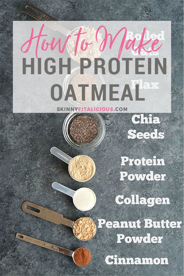 High Protein Oatmeal! Start your day with oatmeal made healthier with protein & omega-3's. Great for balancing hormones & fighting inflammation. Prep as instant oats or overnight oats. Gluten Free + Low Calorie + Vegan