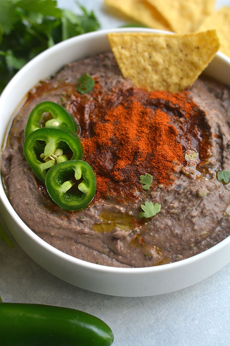 Spicy Black Bean Hummus {Vegan, GF, Low Calorie} Skinny Fitalicious