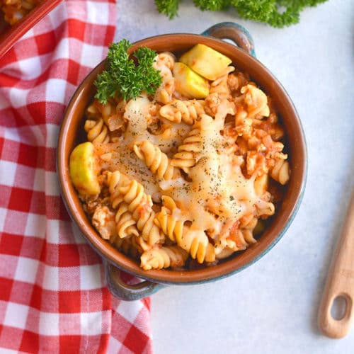 Chicken Chickpea Pasta Bake {GF, Low Cal} - Skinny Fitalicious®