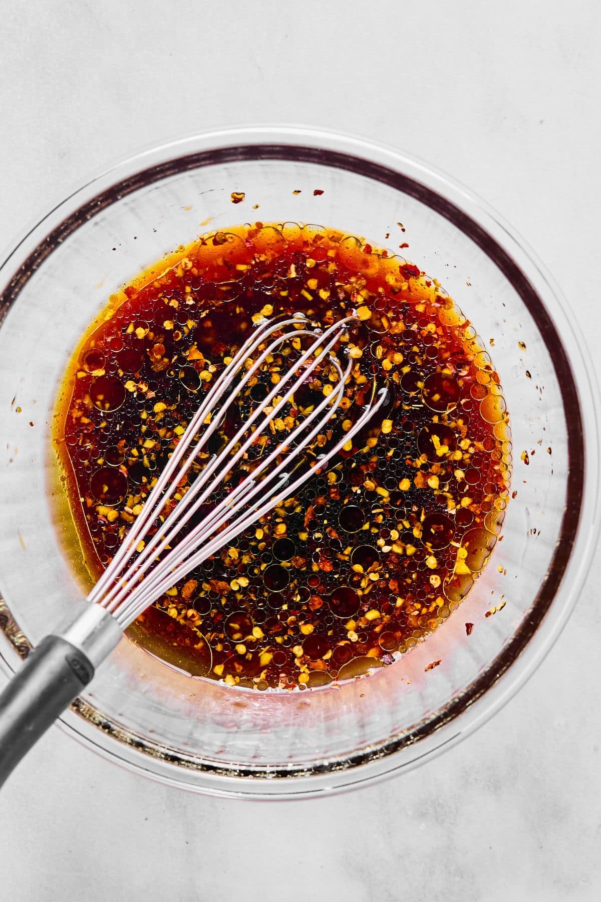 Mongolian chicken sauce mixed in a bowl.