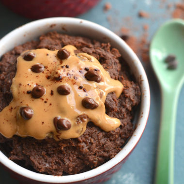 Single Serve High Protein Brownie! Get your chocolate fix with this easy 5-minute microwave brownie recipe. Loaded with protein & healthy fat, this sweet treat is perfect for those watching their weight, counting macros or who want to eat chocolate without going overboard! Gluten Free + Low Calorie + Low Carb + Paleo 