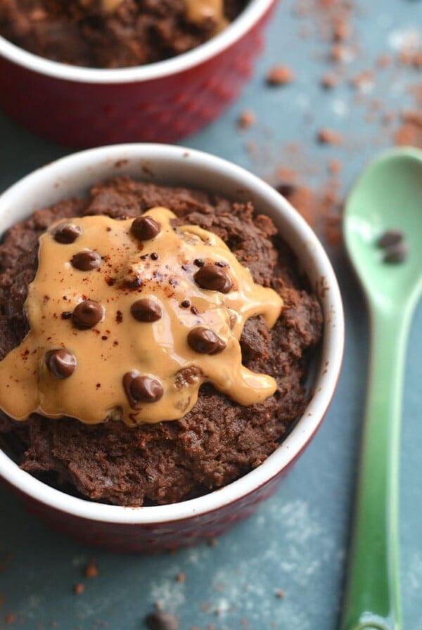 Single Serve High Protein Brownie! Get your chocolate fix with this easy 5-minute microwave brownie recipe. Loaded with protein & healthy fat, this sweet treat is perfect for those watching their weight, counting macros or who want to eat chocolate without going overboard! Gluten Free + Low Calorie + Low Carb + Paleo 