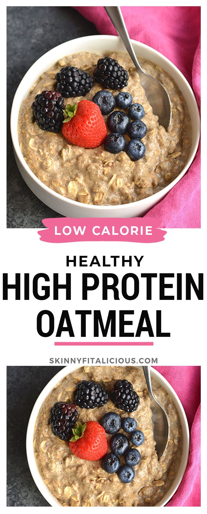 High Protein Oatmeal! Start your day with oatmeal made healthier with protein and omega-3's. Balanced oatmeal for balancing fat loss hormones and losing weight. Prep as instant oats or overnight oats.