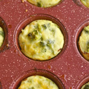 Cheesy Sausage Broccoli Egg Muffins! An EASY, healthy, delicious low carb breakfast you can meal prep once & enjoy all week. Perfect for busy mornings & taking with you no the go! Gluten Free + Low Carb + Low Calorie