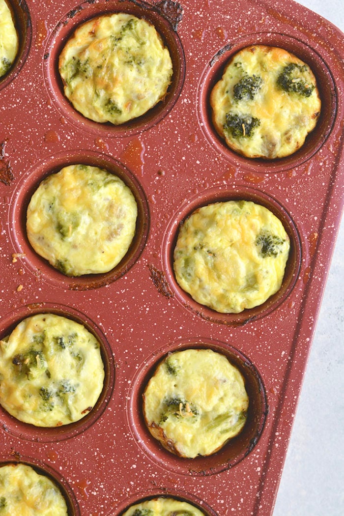 Cheesy Sausage Broccoli Egg Muffins {GF, Low Carb} - Skinny Fitalicious