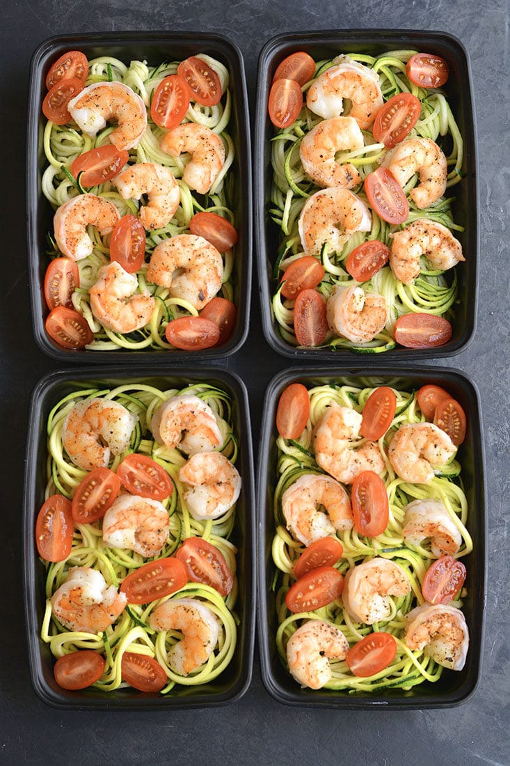 Meal Prep Shrimp Zucchini Noodles Paleo, Low Carb - Skinny Fitalicious