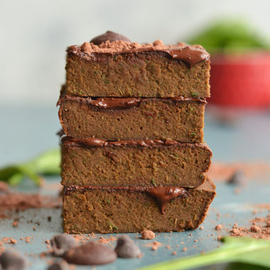 Super Sneaky Spinach Brownies! These gluten free brownies are chewy, chocolatey, low in sugar and packed with hidden veggies. Great for picky eaters because you can't even taste it! Gluten Free + Low Calorie