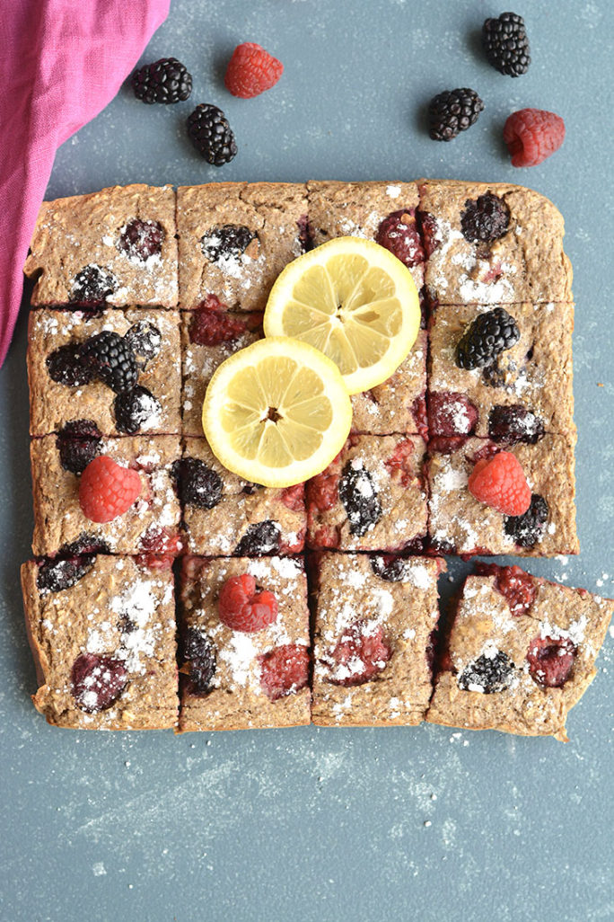 100 Calorie Berry Lemon Breakfast Bars {GF, Low Cal} Skinny Fitalicious®