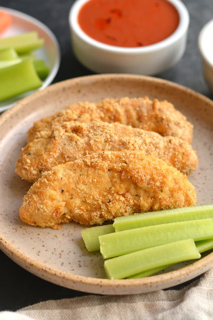 Almond Flour Buffalo Chicken Tenders {Paleo, GF} Skinny Fitalicious