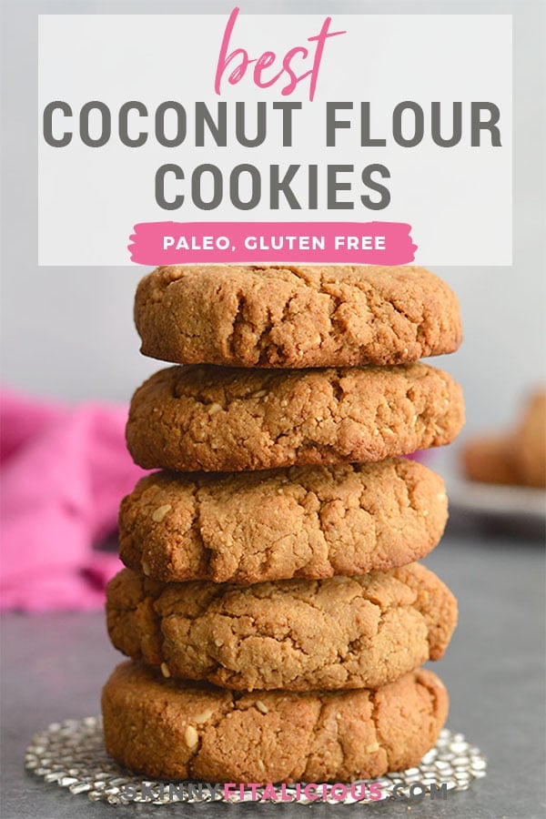 The Best Coconut Flour Cookies you'll ever eat! Made with peanut butter and lightly sweetened with coconut sugar, these thick and chewy cookies are too good to be true. Only 6 ingredients, quick to make and easy to customize. This coconut flour recipe is the only one you will ever need. Paleo swap included! Gluten Free + Low Calorie + Paleo