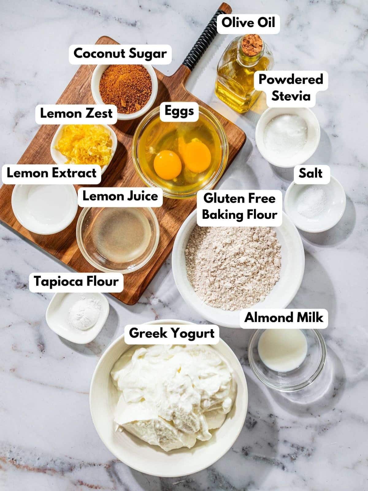Ingredients to make these bars in bowls on a table.