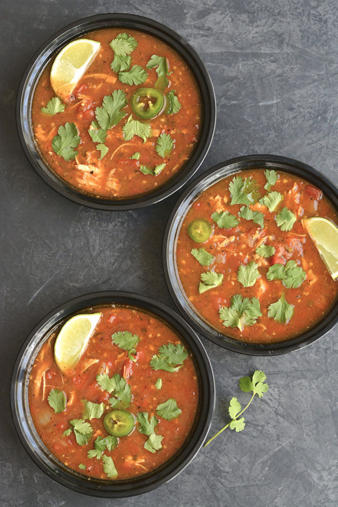 Meal Prep Chicken Tortilla Soup {Paleo, GF, Low Cal} Skinny Fitalicious®