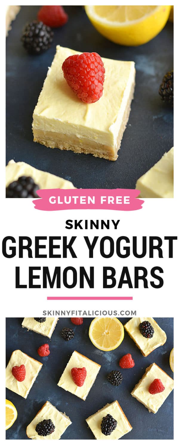 Skinny Greek Yogurt Lemon Bars {GF, Low Calorie} Skinny Fitalicious®