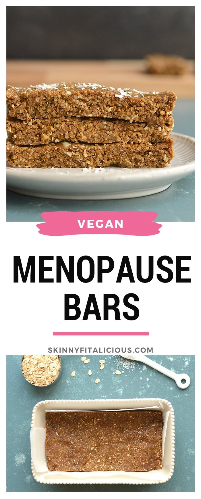 Menopause Bars balanced with protein and minerals to naturally support your body with changing hormones. A delicious, gluten free & Vegan snack that requires no baking, is easy to make in advance and grab when you need a nutritious snack! 