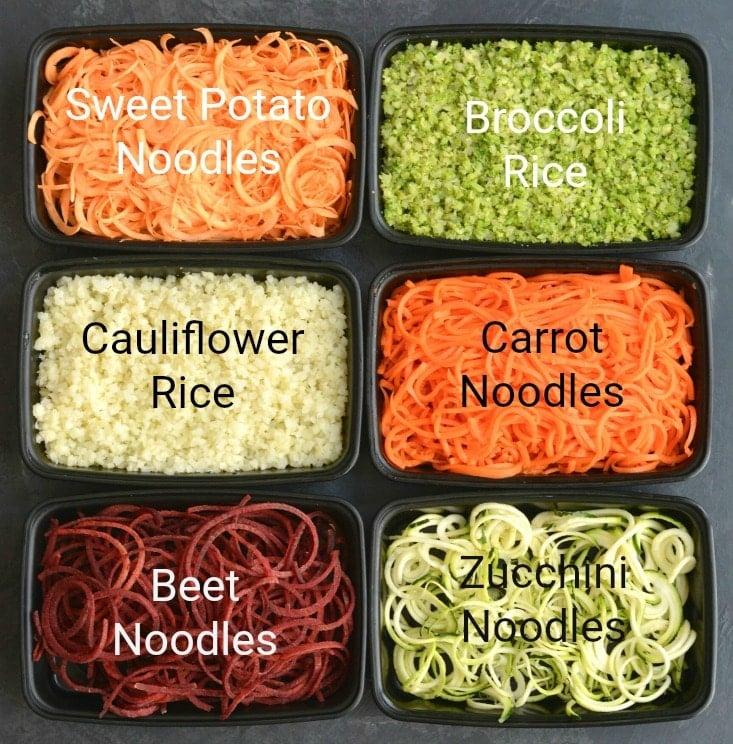 These Low Carb Low Calorie Veggie Substitutes are more filling, nutritious and delicious. They will keep your blood sugar stable and give you more energy. Replace pasta, rice and other grains with these!