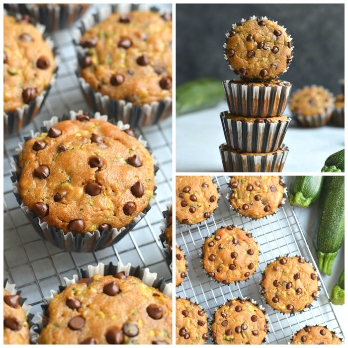 Healthier Chocolate Chip Zucchini Muffins {GF, Low Cal} Skinny