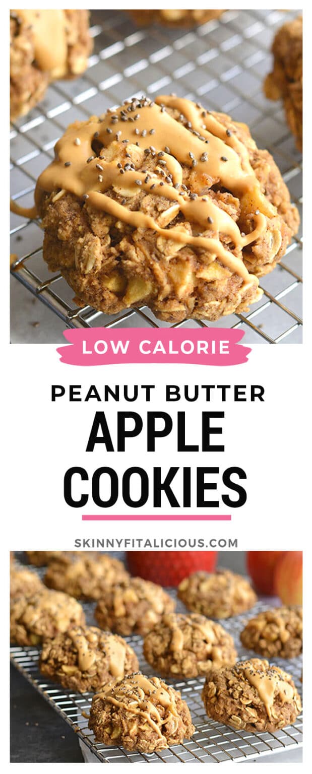 Apple Peanut Butter Cookies With Flax & Chia {GF, Vegan, Low Cal