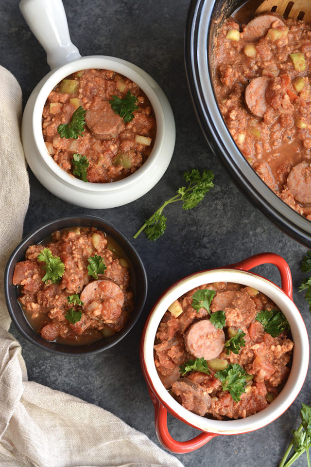 Crockpot Cajun Chicken Sausage Chili {Paleo, GF, Low Calorie} Skinny