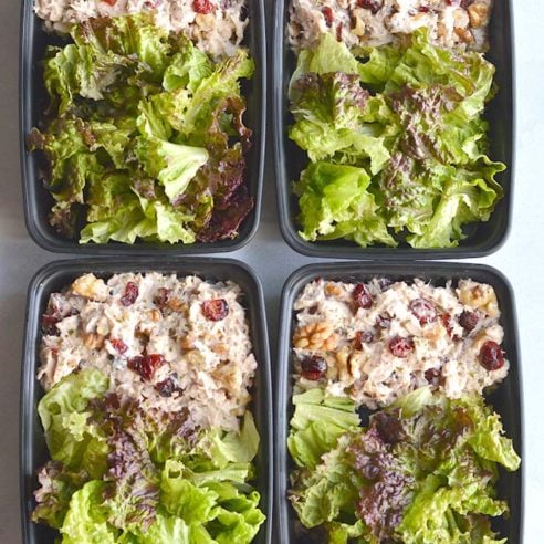 Meal Prep Cranberry Walnut Chicken Salad {GF, Low Cal} - Skinny ...