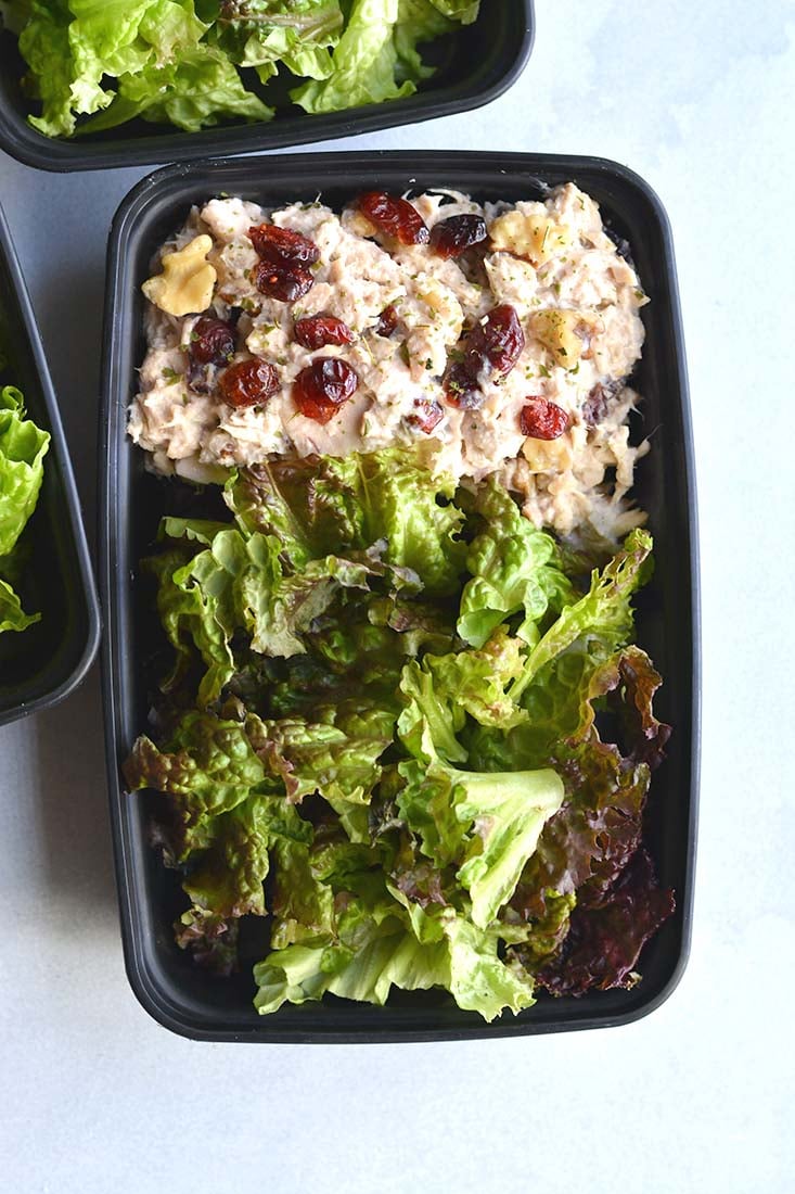 Meal Prep Cranberry Walnut Chicken Salad {GF, Low Cal} - Skinny