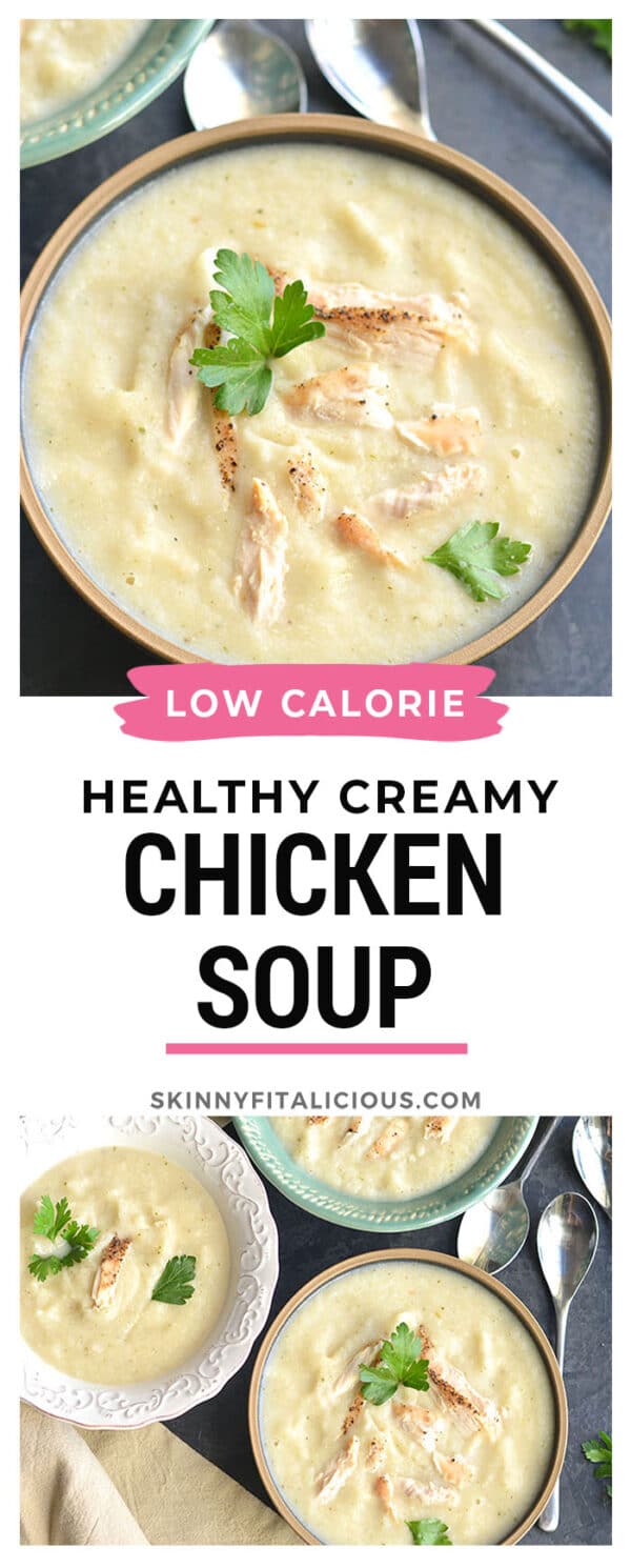 Creamy Chicken Cauliflower Soup {Paleo, Low Carb, GF, Low Cal} Skinny