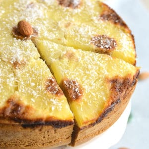 This Almond Flour Upside Down Pineapple Cake is Paleo, gluten free and simple to make! A pineapple flavored cake that's perfect for any season. Paleo + Gluten Free
