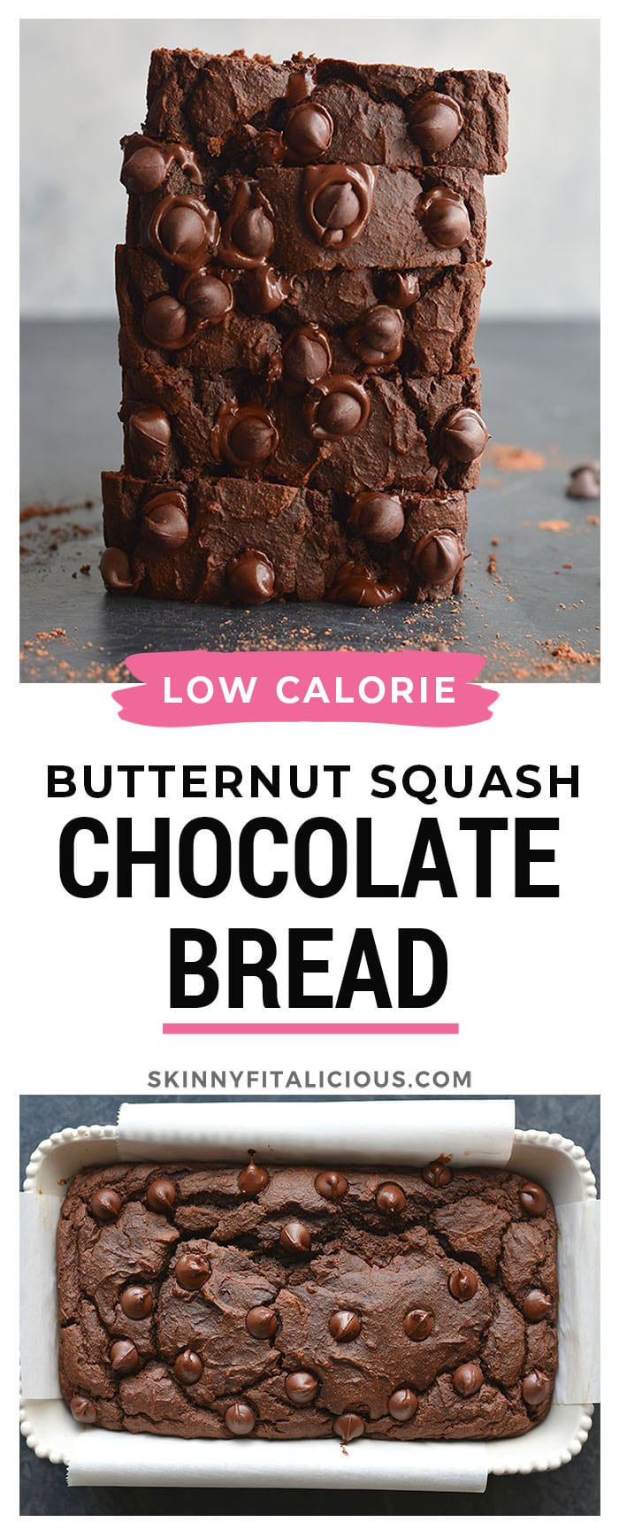 Dark Chocolate Butternut Squash Bread! Made gluten free with whole grains and lightly sweetened, this protein packed bread is a chocolate lover's dream. You won't even know it has butternut squash or is good for you!