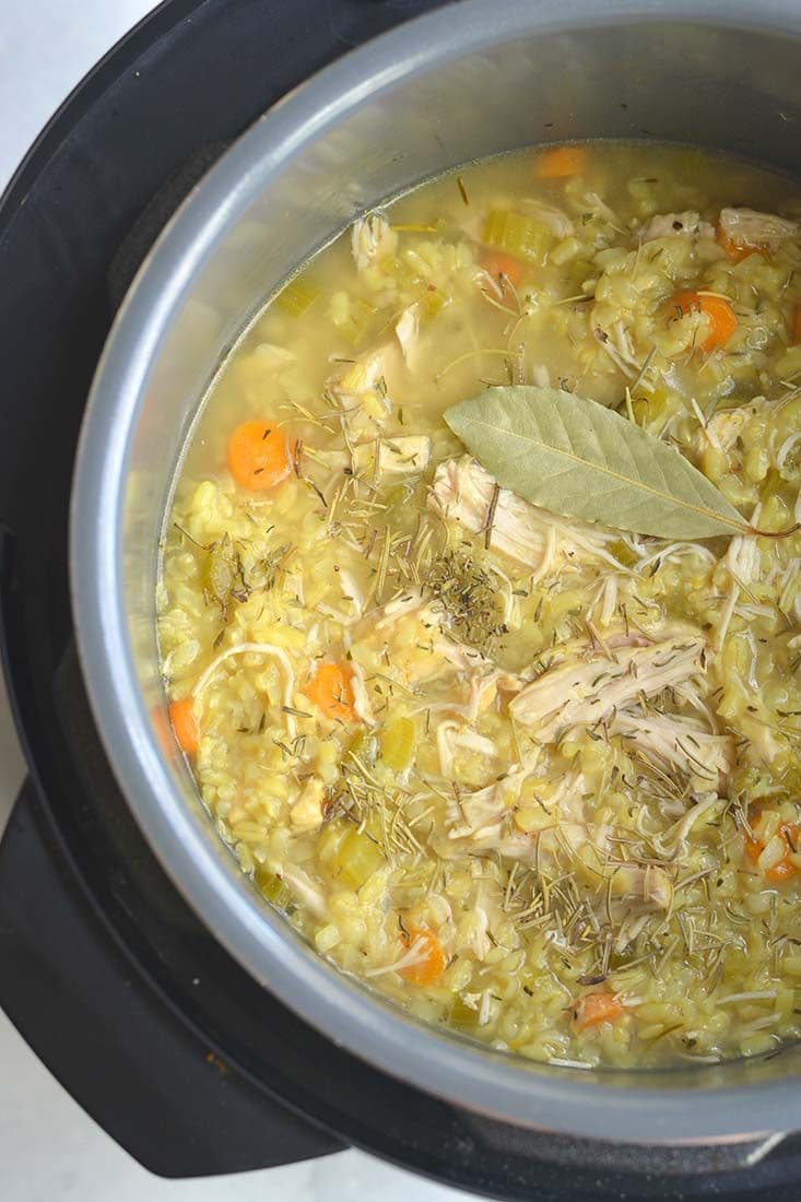Instant Pot Turmeric Chicken Rice Soup is the best traditional soup made quickly in a pressure cooker. It's light, wholesome and has an anti-inflammatory boost. A simple, healthy and nutritious meal. Gluten Free + Low Calorie