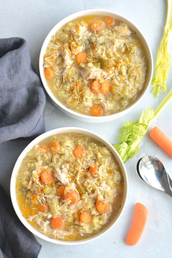 Instant Pot Turmeric Chicken Rice Soup {GF, Low Cal} Skinny Fitalicious®