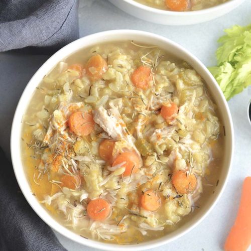 Instant Pot Turmeric Chicken Rice Soup {GF, Low Cal} Skinny Fitalicious®