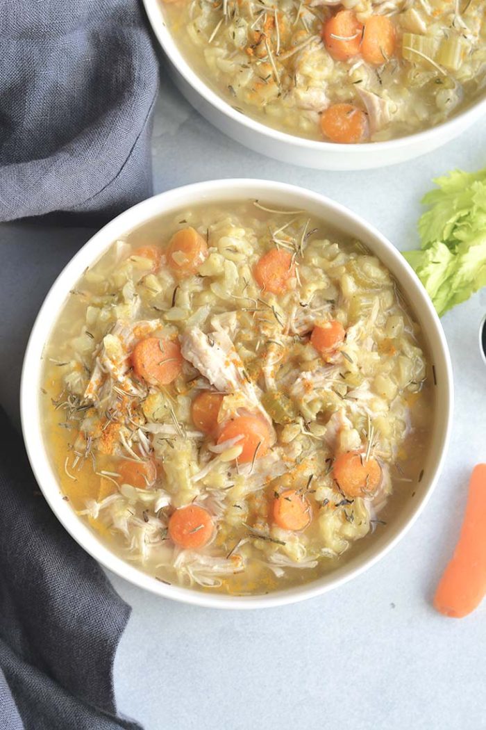 Instant Pot Turmeric Chicken Rice Soup {GF, Low Cal} Skinny Fitalicious®