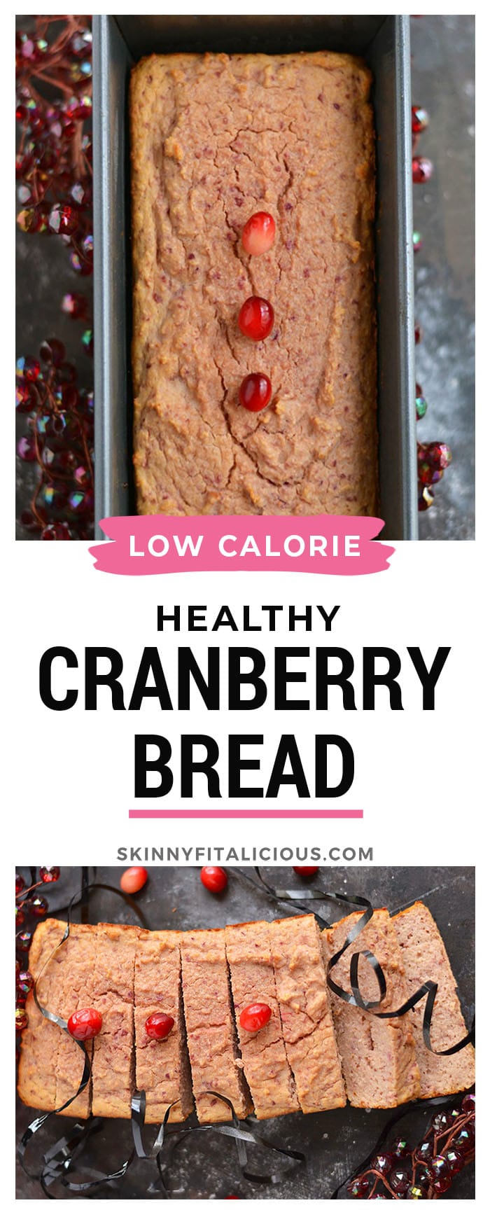 Healthy Cranberry Coconut Bread is made low calorie, grain free with coconut flour. A lightened up bread recipe!