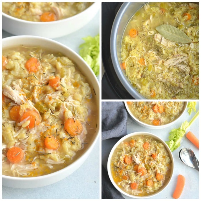 Instant Pot Turmeric Chicken Rice Soup {GF, Low Cal} Skinny Fitalicious®