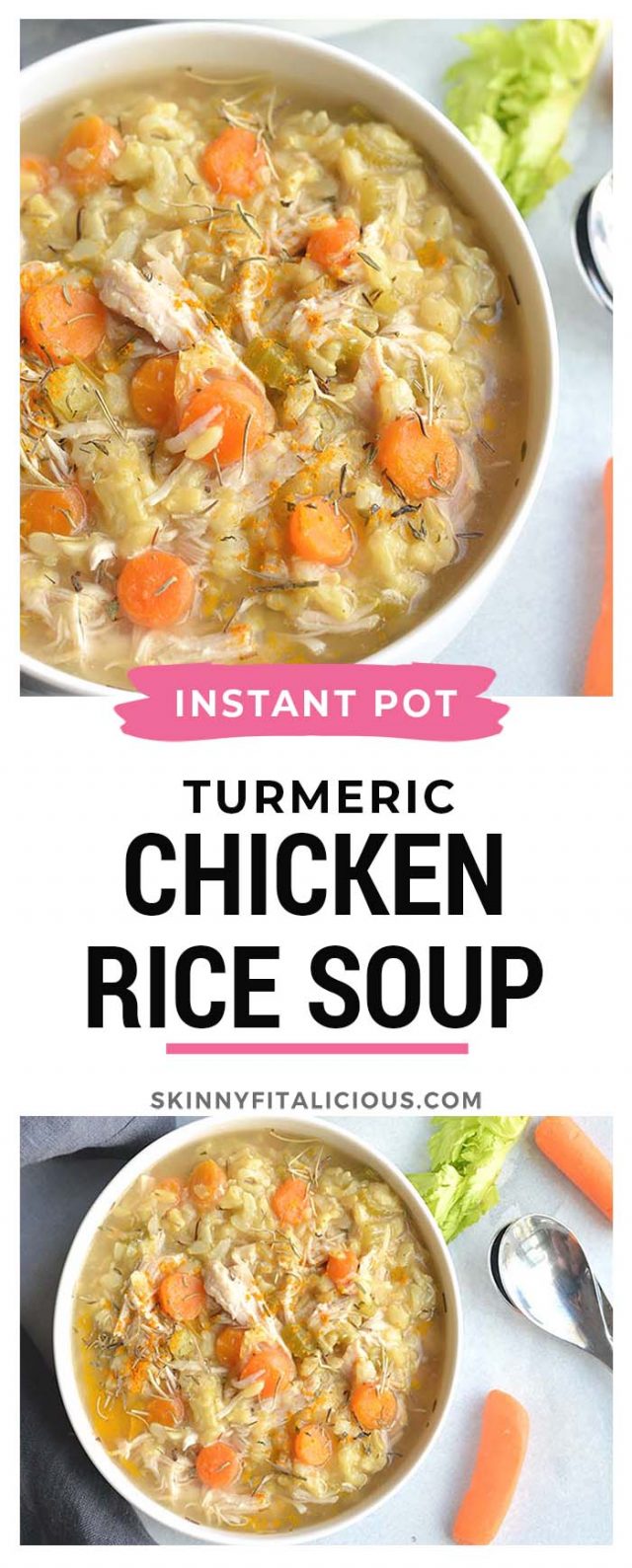 Instant Pot Turmeric Chicken Rice Soup {GF, Low Cal} Skinny Fitalicious®