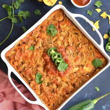 Low Carb Taco Salsa Casserole is a wholesome, protein packed meal with a kick! Super easy to make ahead, delicious and family approved! Low Carb + Paleo + Low Calorie + Gluten Free