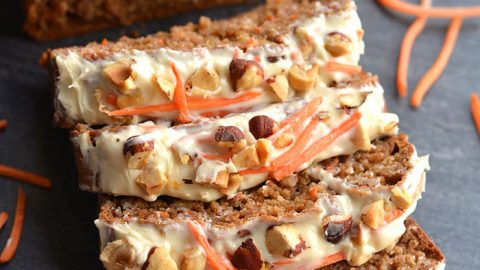 Gluten Free Banana Carrot Cake Bread is a healthier, refined sugar free bread the whole family will love! A one bowl recipe with a few simple ingredients. A wholesome bread for snacking that doubles as a healthier dessert. Gluten Free + Low Calorie