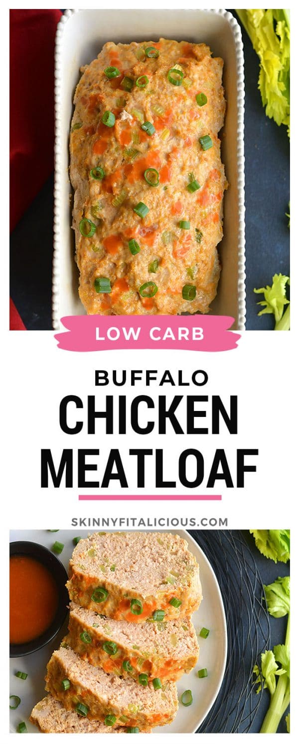 Low Carb Buffalo Chicken Meatloaf {Low Carb, GF, Paleo, Low Cal
