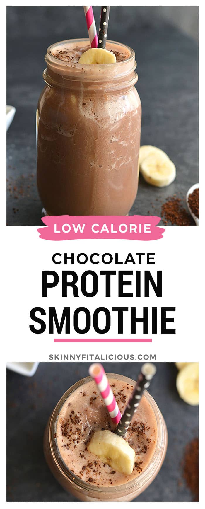 Chocolate Mocha Fudge Protein Smoothie! Get your caffeine fix with a plant based smoothie. Made with just 5 ingredients this smoothie is perfect for post workout recovery or a quick energy boost.