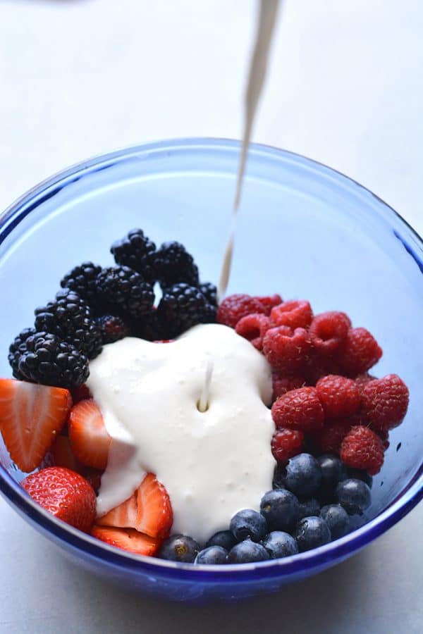 Coconut Greek Yogurt Fruit Salad {GF, Low Cal, Vegan, Paleo} Skinny Fitalicious®