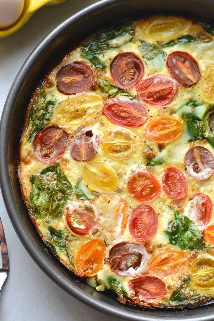 Tomato Spinach Egg White Frittata {Whole30, Paleo, Low Carb} Skinny