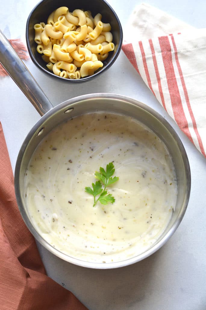 Cottage Cheese Alfredo with Chickpea Pasta {GF, Low Cal} Skinny
