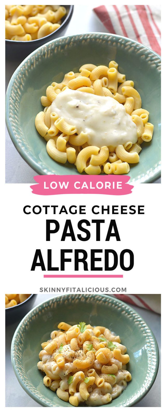 Cottage Cheese Alfredo with Chickpea Pasta {GF, Low Cal} Skinny