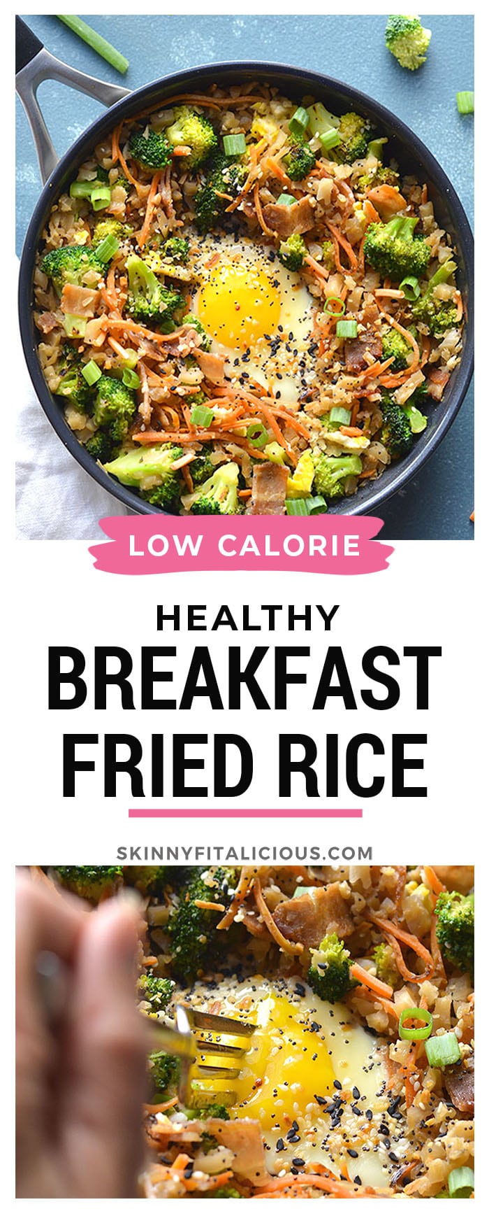 Low Carb Breakfast Cauliflower Fried Rice is an easy breakfast meal prep perfect for a healthy breakfast. Freezer friendly, easy to make and delicious!
