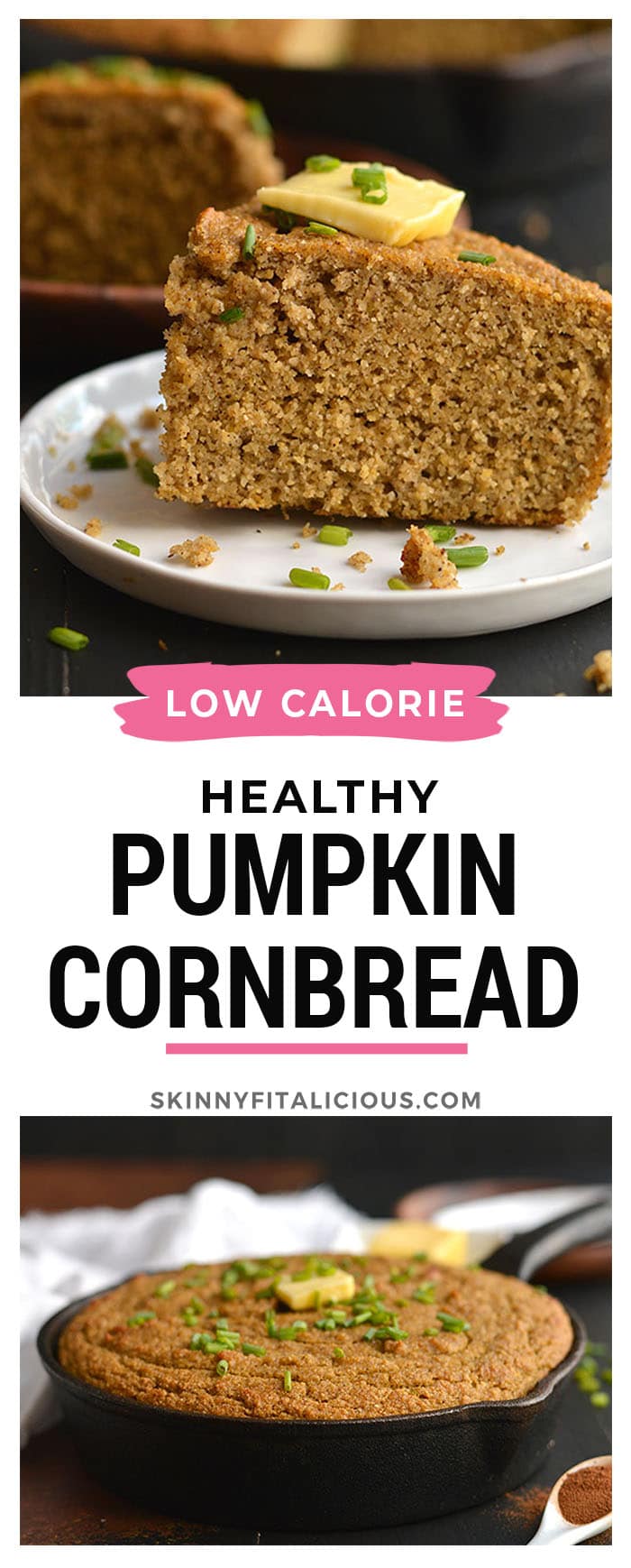 Almond Flour Pumpkin Cornbread! Almond Flour Pumpkin Cornbread! Gluten free and dairy free cornbread made refined sugar free and lower in calories. The perfect cornbread for the holidays! Gluten Free + Low Calorie