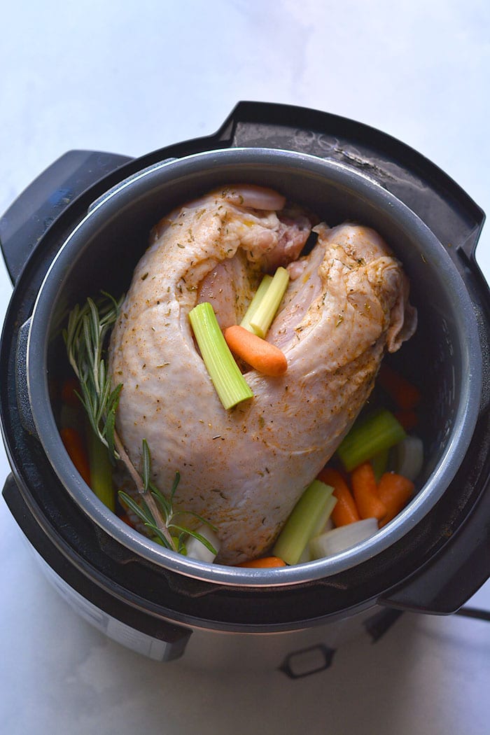 Instant Pot Turkey Breast! Make a delicious turkey breast in your instant pot in under 35 minutes. This easy method makes a super moist and tender turkey.