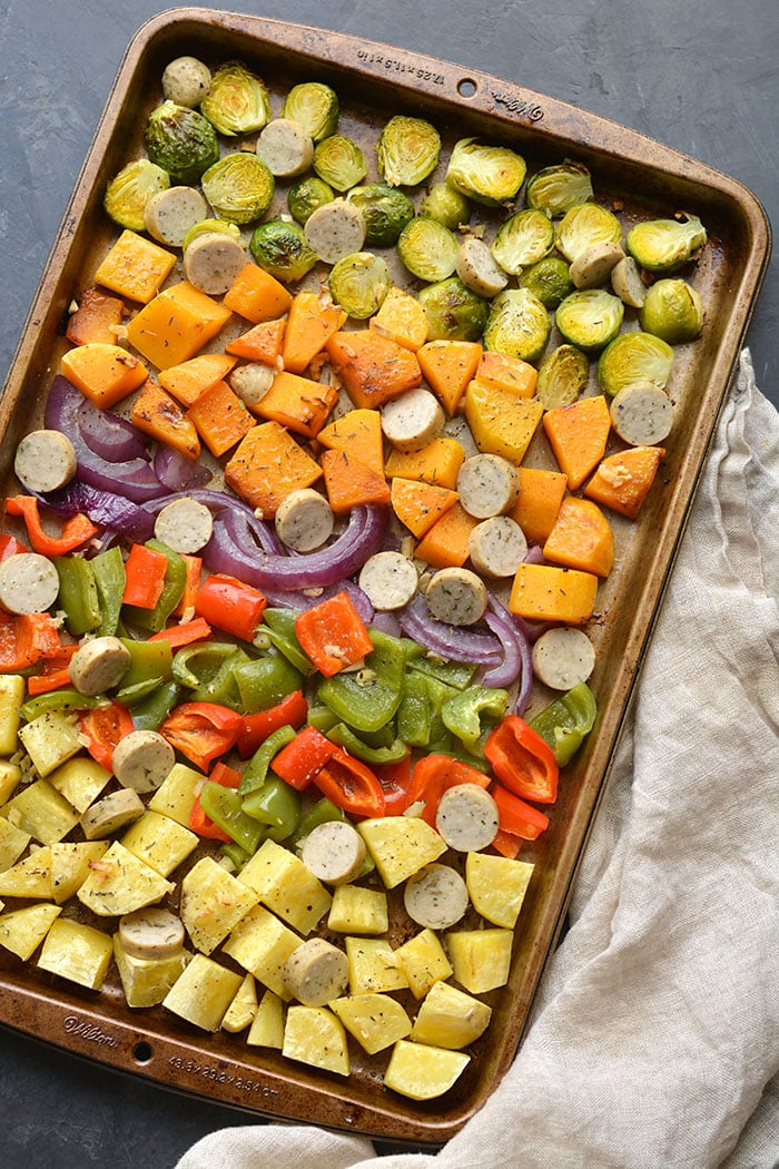 Sheet Pan Sausage and Veggies - The Girl Who Ate Everything