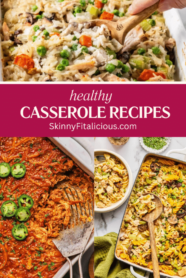 a picture that says healthy casserole recipes with pictures of casseroles.