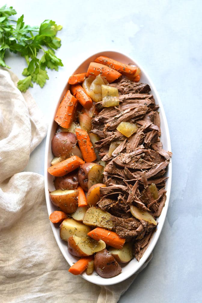Healthy Crockpot Pot Roast {GF, Low Cal} Skinny Fitalicious®