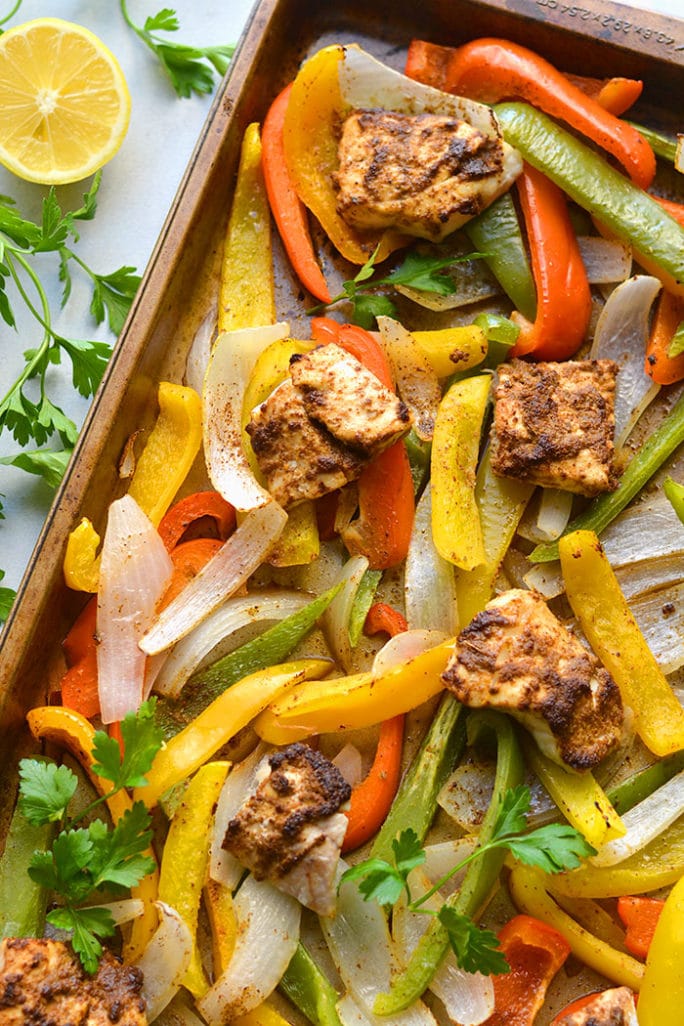 Healthy Sheet Pan Fish Fajitas {Low Carb, Paleo} Skinny Fitalicious®